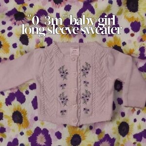 "0-3m" NWOT baby girl white cotton sweater 👶💜